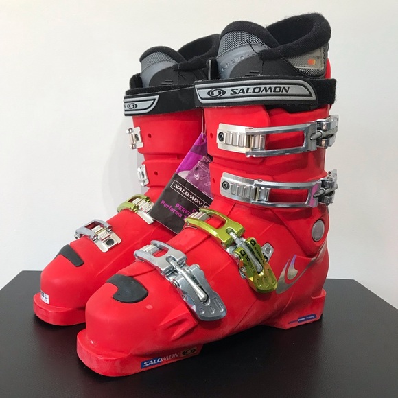 NWT Salomon Course T Snow Ski Boots Flex 41 8 Mens 8 Womens 9 Red 13.5" - Picture 4 of 16